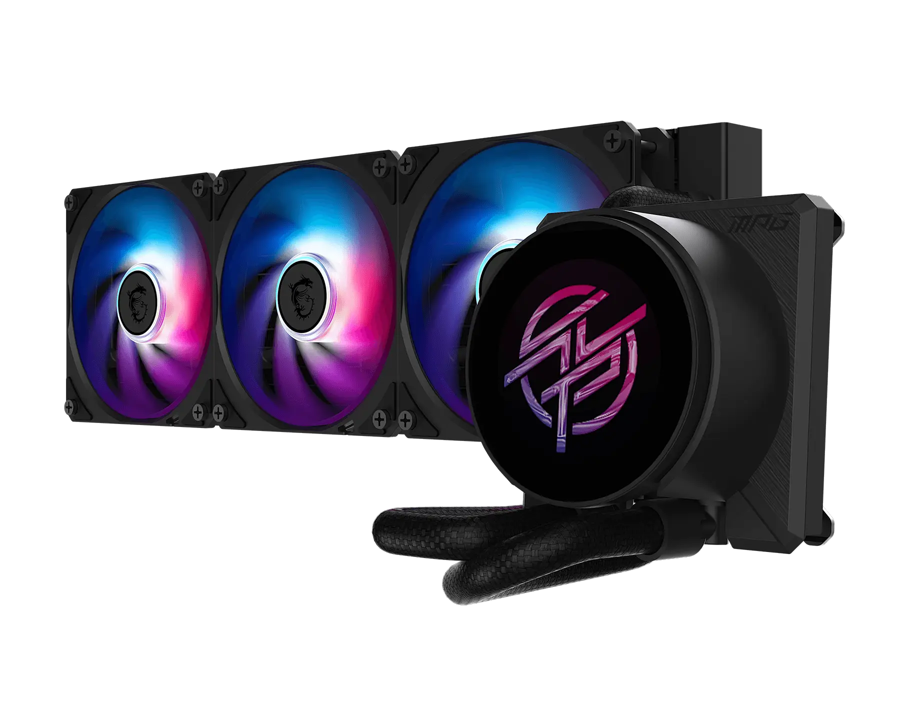 MSI MPG CORELIQUID P22 360 Black ARGB 360mm Liquid CPU Cooler With LCD 2.1-inch Round IPS Display - Image 3