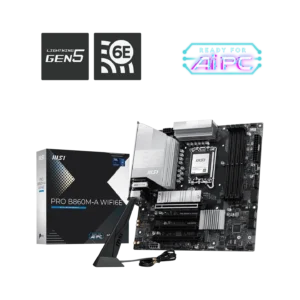 MSI PRO B860M-A WIFI6E mATX Motherboard ( Intel Socket LGA 1851, Supports Intel Core Ultra Processors (Series 2) Processors, 4x DDR5 RAM Slots, Max 256GB RAM )
