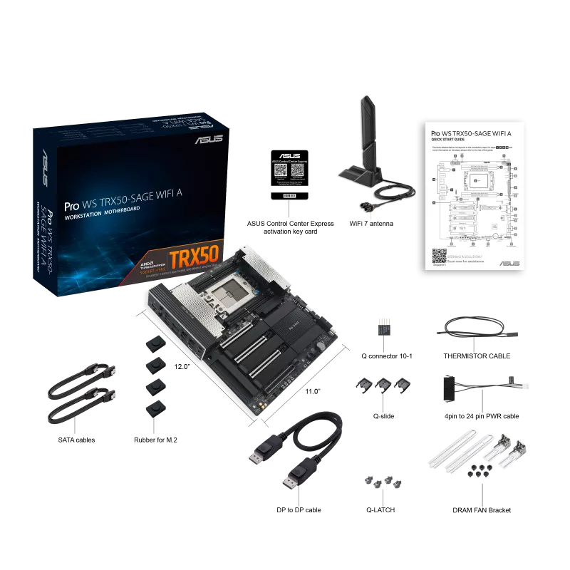 Asus Pro WS TRX50-SAGE WIFI A Workstation CEB Motherboard ( AMD Socket sTR5 , Supports Ryzen Threadripper PRO 9000 & 7000 WX-Series and Ryzen Threadripper 9000 & 7000 Series Processors, 4 x DDR5 Max 1TB RAM Support ) - Image 7