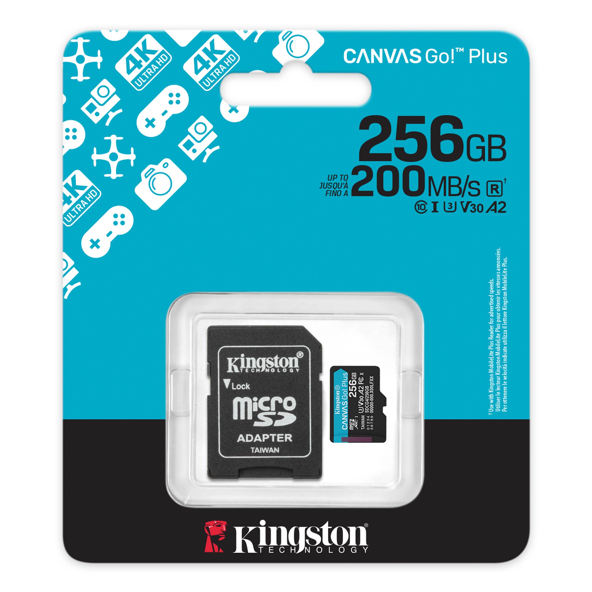 Kingston Canvas Go Plus 256GB MicroSD Memory Card With SD Adapter For Mobile Gaming, Drones, Action Cams And Android Devices ( SDCG4/256GB )
