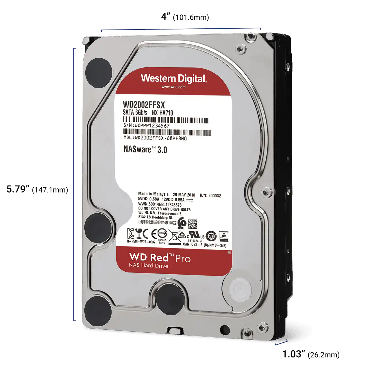 Western Digital WD Red Pro 8TB 3.5-Inch SATA 7200 RPM 256MB Cache Internal NAS Hard Drive ( WD8006FFBX ) - Image 2
